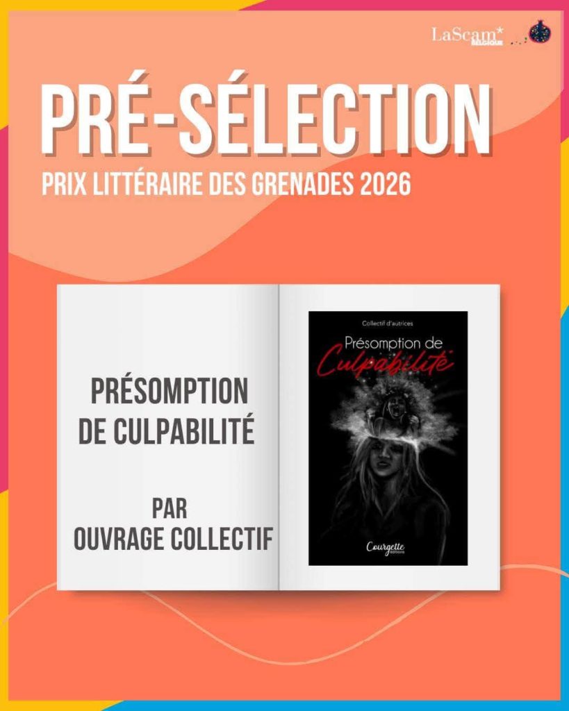 visuel du site les grenades sur la rtbf pour la présélection du prix littéraires pour présomption de culpabilité
