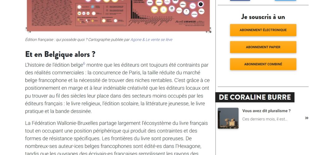 capture d'écran de l'article où l'on voit qu'on parle de la belgique